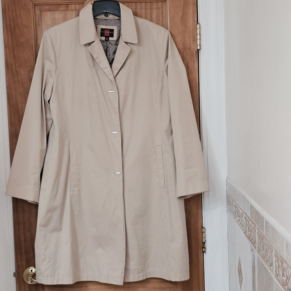 Gallery Beige Water Repellent Women"s  Midi Trench Coat, Size L